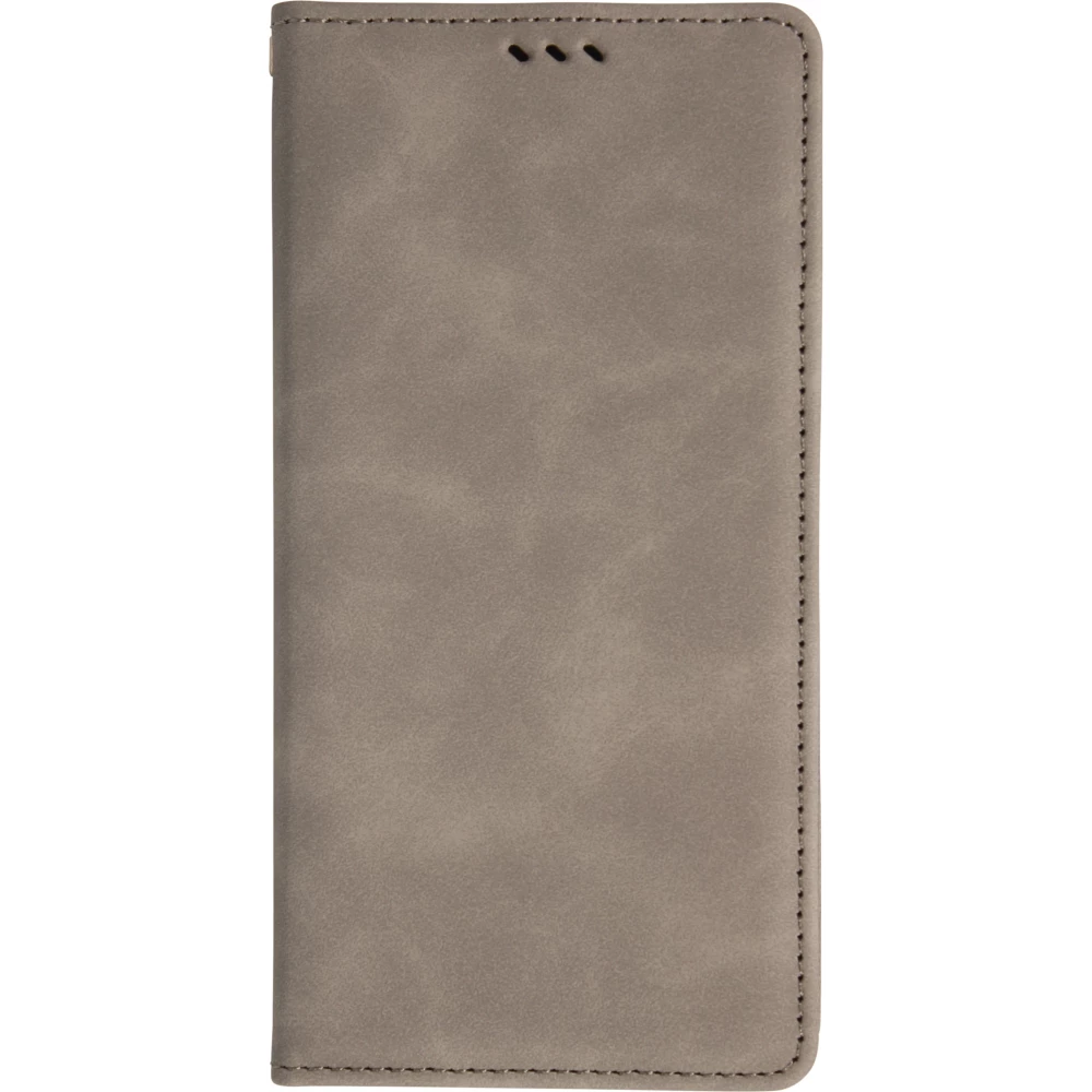 Leder Tasche Case iPhone 17 Pro Max - Flip Wallet vintage mit Magnetverschluss und Kartenhalter - Grau
