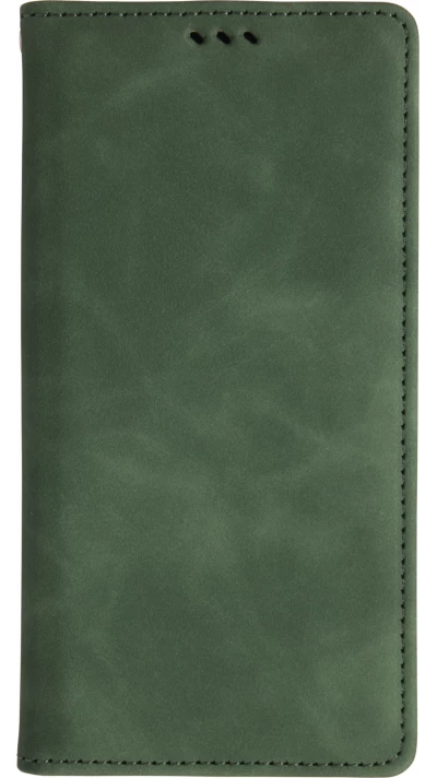 Leder Tasche Case iPhone 17 Pro Max - Flip Wallet vintage mit Magnetverschluss und Kartenhalter - Dunkelgrün
