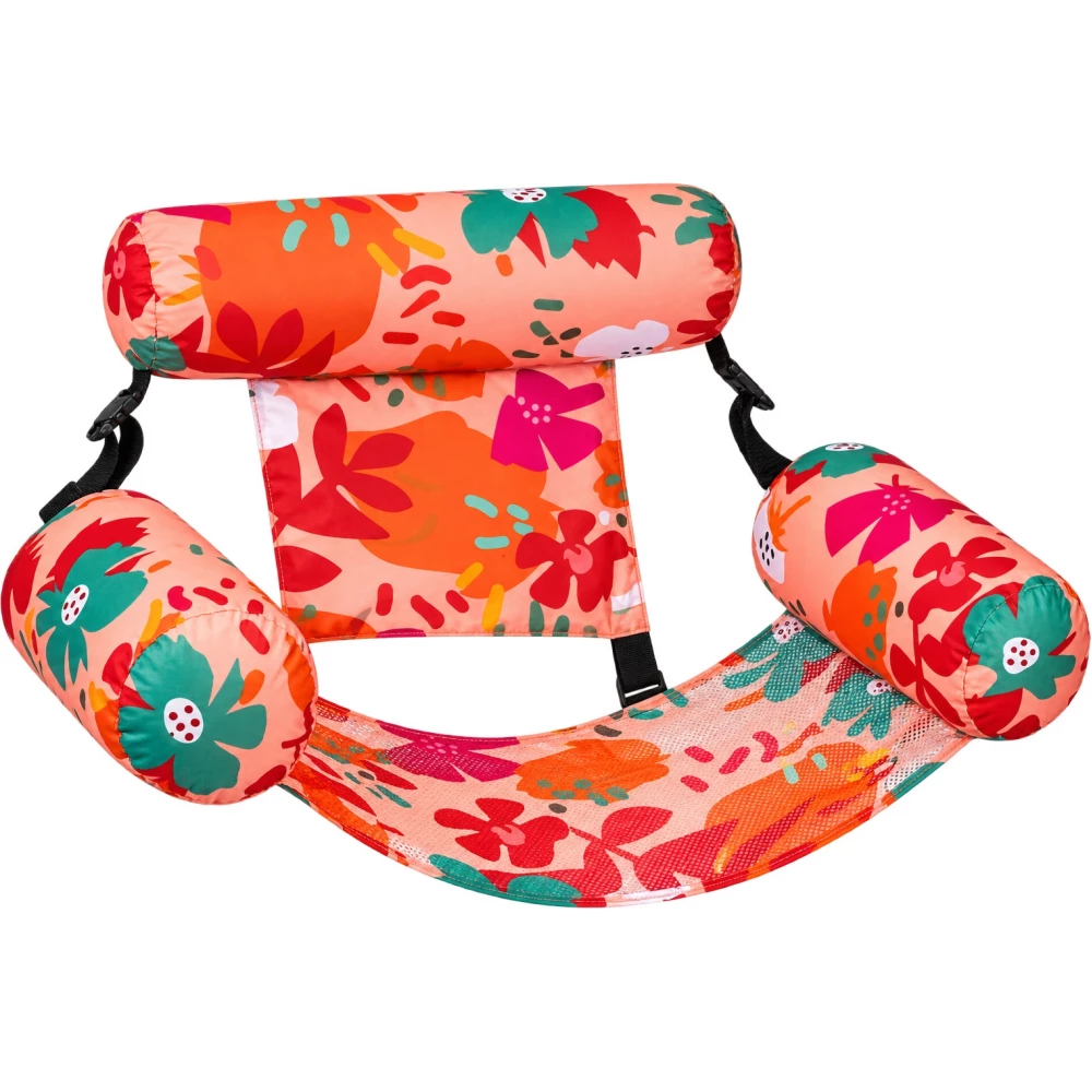Fauteuil gonflable piscine adulte avec dossier et accoudoirs hamac flottant pliable chaise longue pour pool party - Rouge