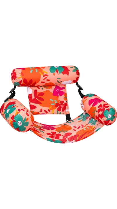 Fauteuil gonflable piscine adulte avec dossier et accoudoirs hamac flottant pliable chaise longue pour pool party - Rouge