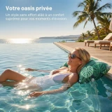 Fauteuil gonflable piscine adulte avec dossier et accoudoirs hamac flottant pliable chaise longue pour pool party - Rouge