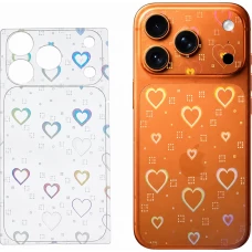 HD Panzerfolie Vollschutz transparent Kratzfest Splitterschutz schillernde Herzen mit animiertem Effekt - Transparent - iPhone 17 Pro Max