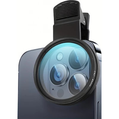 Filtre polarisant professionnel pour smartphone (iPhone, Samsung) avec clip rotatif haute d&eacute;finition restauration des couleurs - Noir