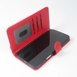 Fourre iPhone 16 Pro Max - Flip porte-cartes dessins fleurs avec lani&egrave;re - Rouge