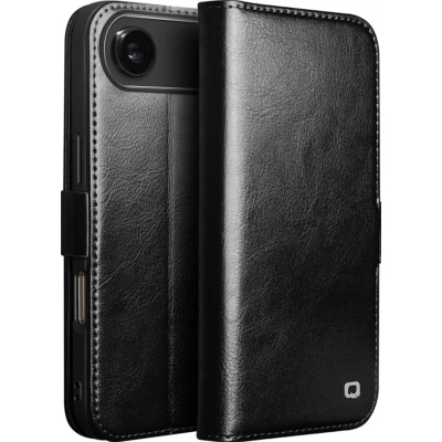 Fourre iPhone Air - Flip Qialino cuir véritable avec fermeture magnétique - Noir