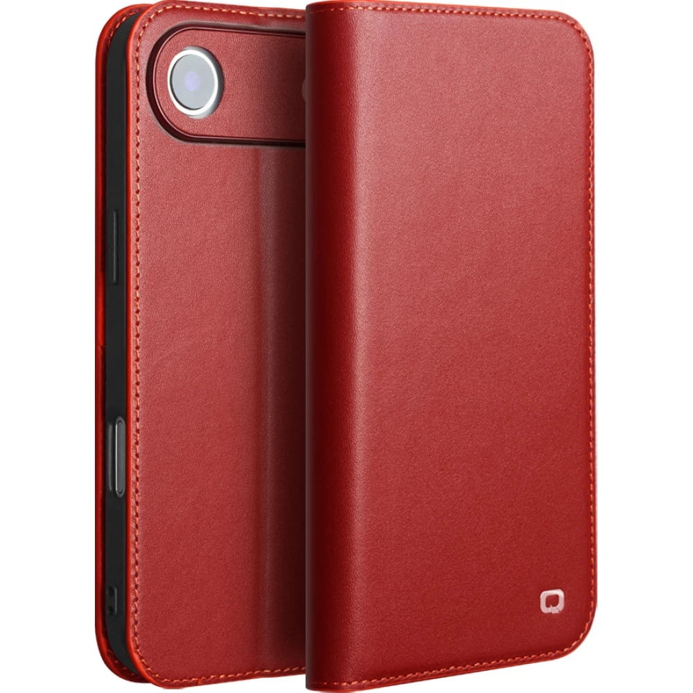 iPhone Air Case Hülle - Qialino Flip Matt Wallet Echtleder - Rot