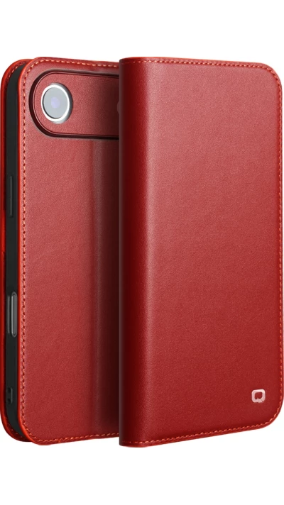 iPhone Air Case Hülle - Qialino Flip Matt Wallet Echtleder - Rot