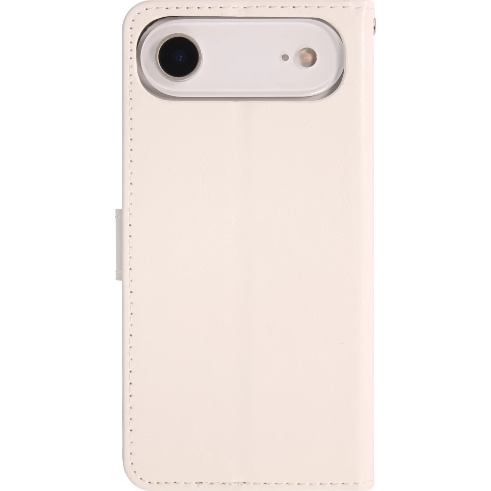 Fourre iPhone Air - Premium Flip cuir lisse porte-cartes - Blanc