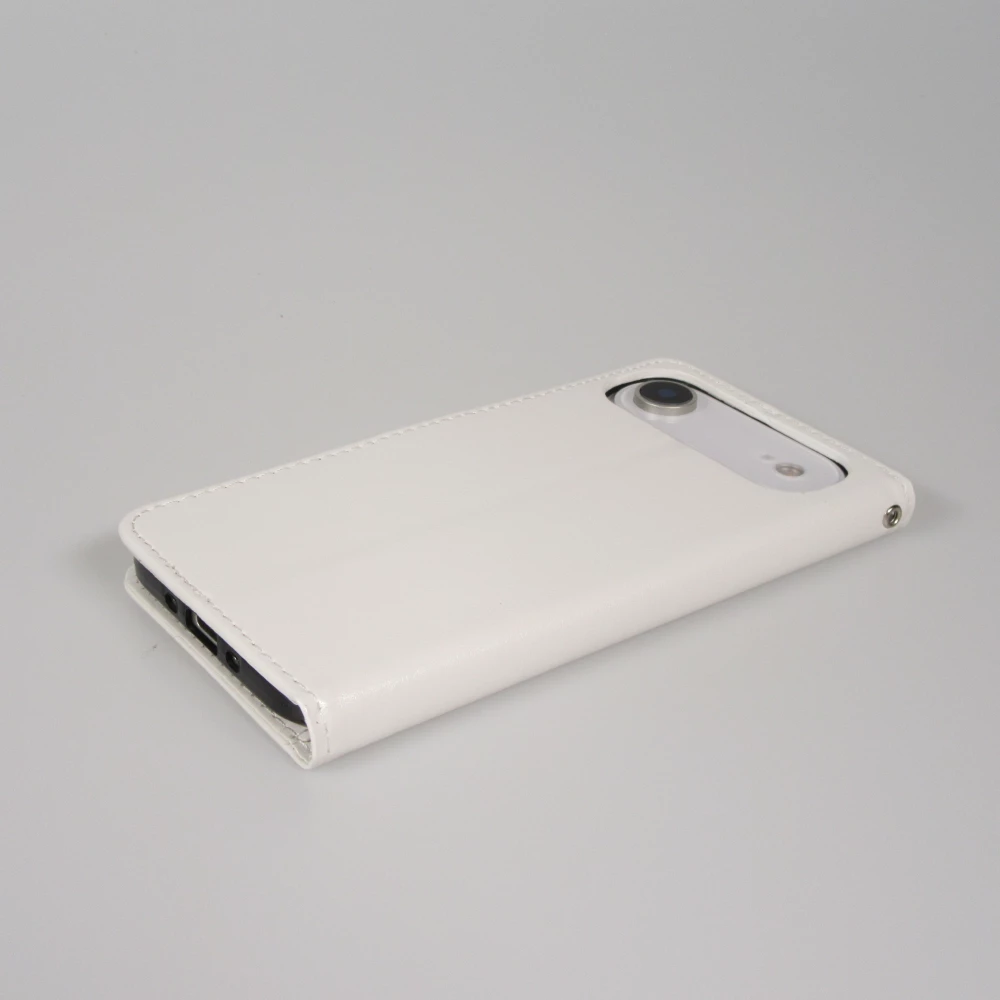 Fourre iPhone Air - Premium Flip cuir lisse porte-cartes - Blanc