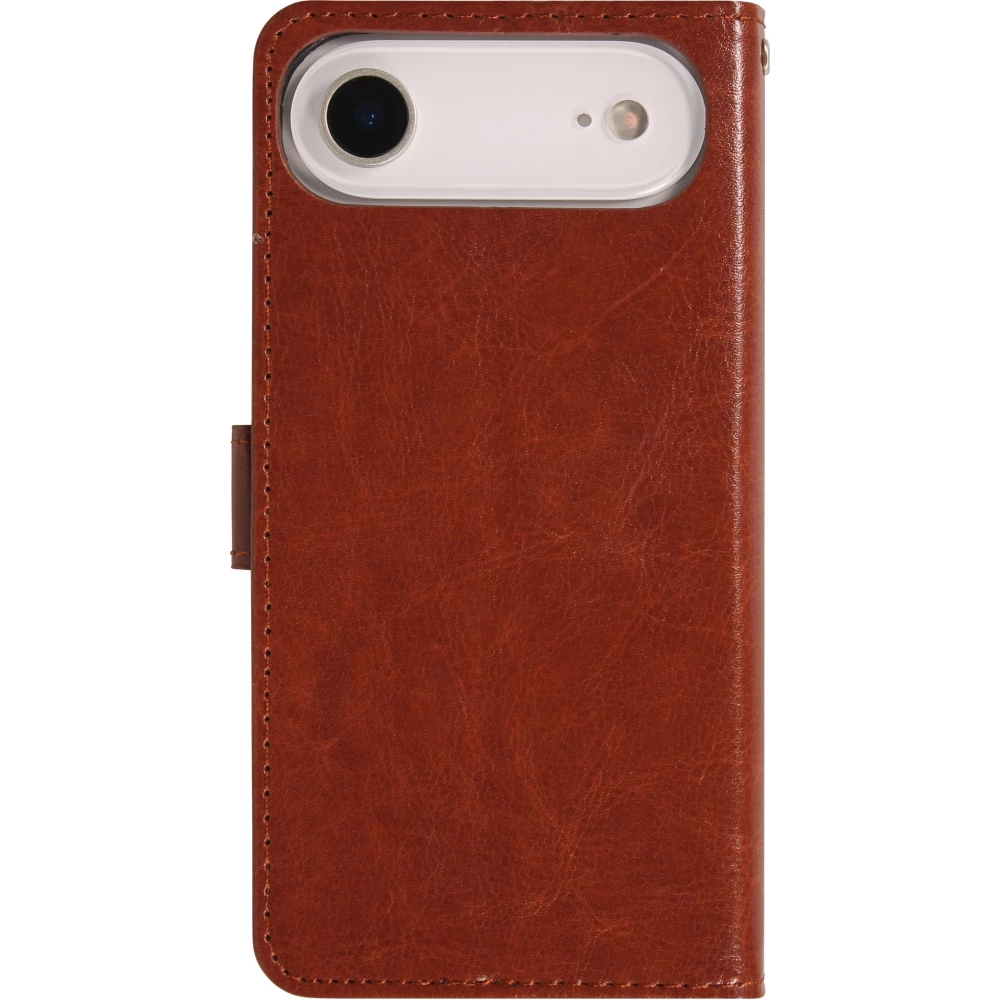 Fourre iPhone Air - Premium Flip cuir lisse porte-cartes - Brun