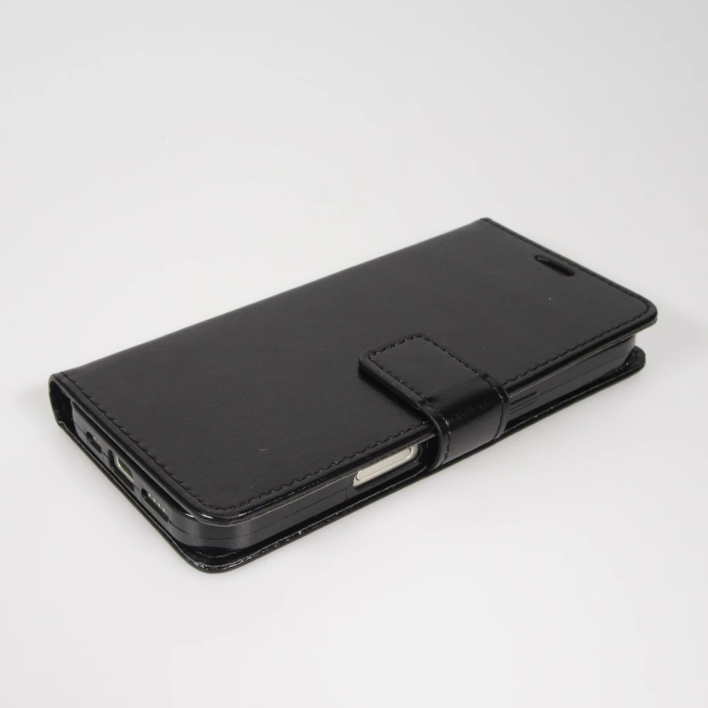 Fourre iPhone Air - Premium Flip cuir lisse porte-cartes - Noir