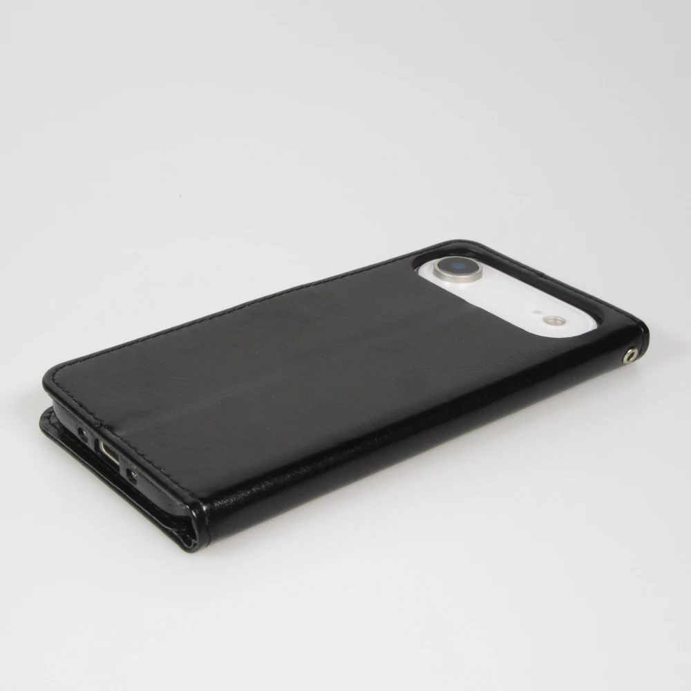 Fourre iPhone Air - Premium Flip cuir lisse porte-cartes - Noir