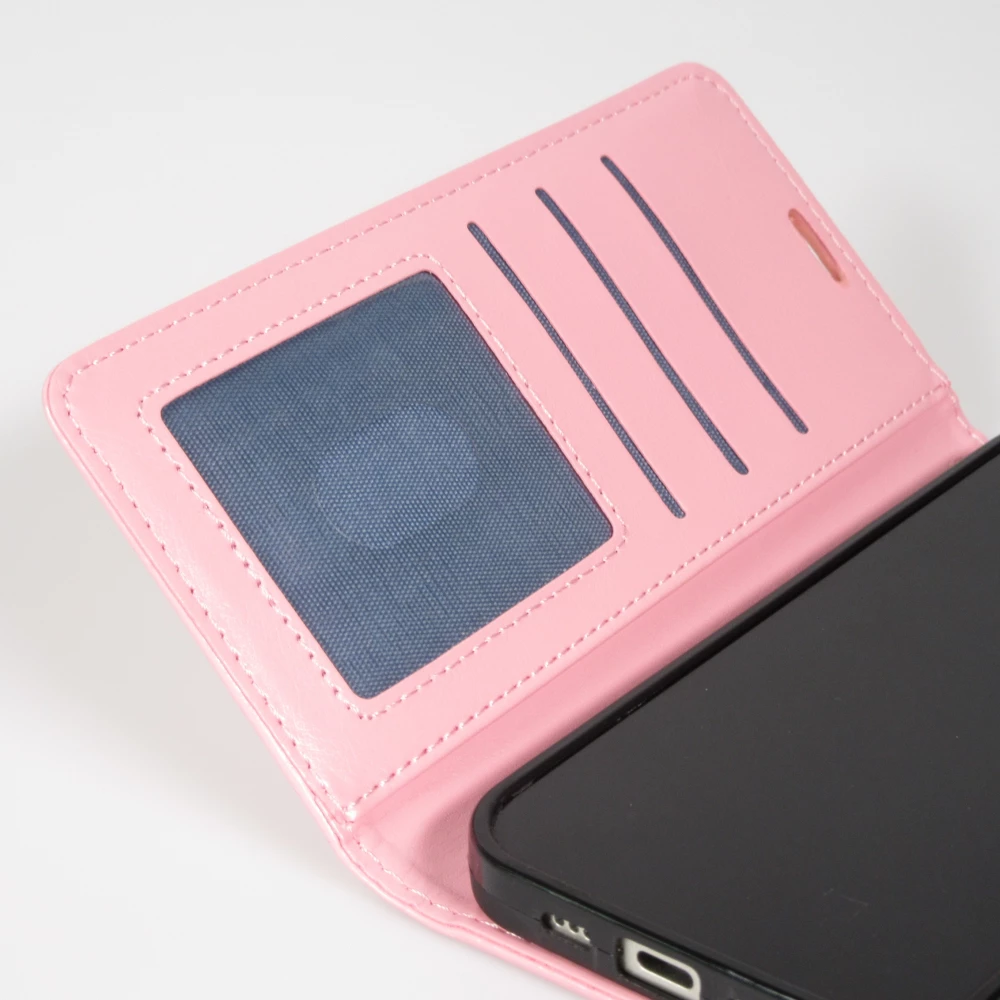 Fourre iPhone Air - Premium Flip cuir lisse porte-cartes - Rose clair