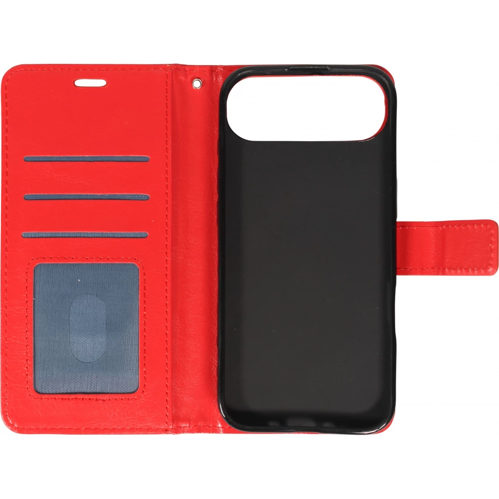 Fourre iPhone Air - Premium Flip cuir lisse porte-cartes - Rouge