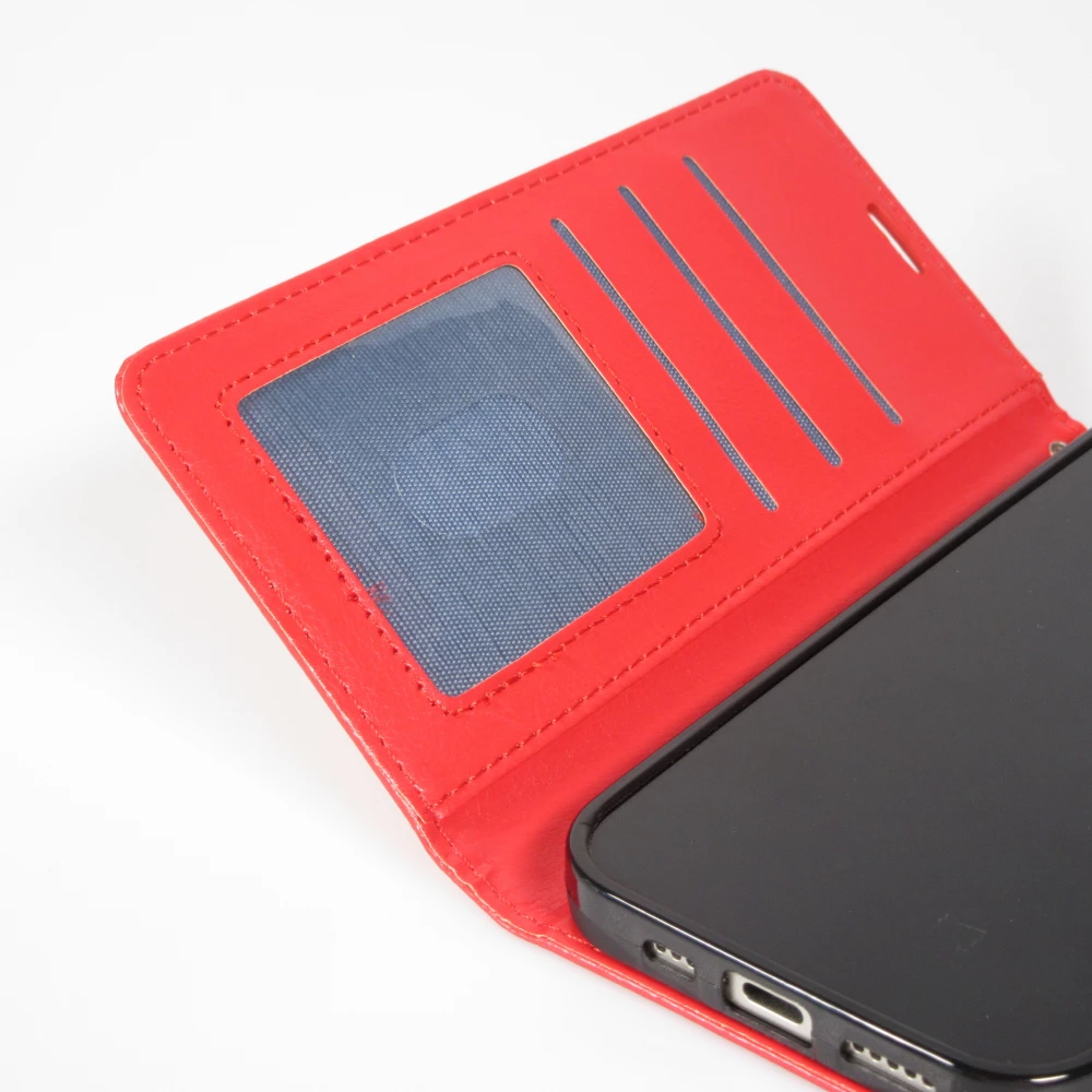 Fourre iPhone Air - Premium Flip cuir lisse porte-cartes - Rouge