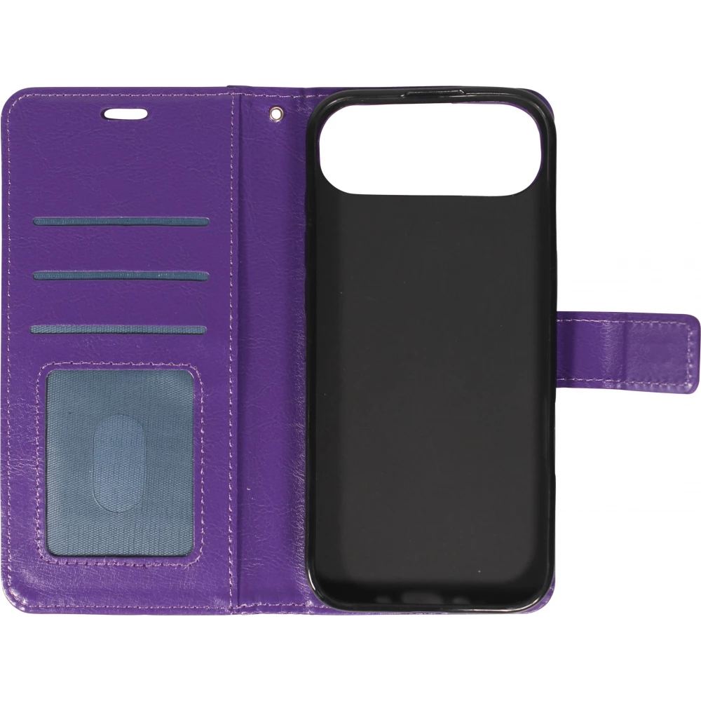 Fourre iPhone Air - Premium Flip cuir lisse porte-cartes - Violet