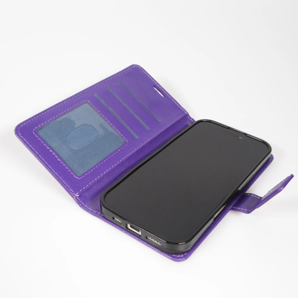 Fourre iPhone Air - Premium Flip cuir lisse porte-cartes - Violet