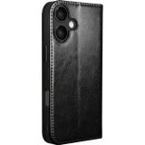 Fourre iPhone 17 - Flip Qialino Classic Wallet cuir véritable - Noir
