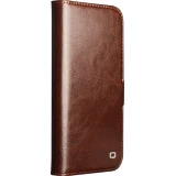 Fourre iPhone 17 - Flip Qialino cuir véritable avec fermeture magnétique - Brun