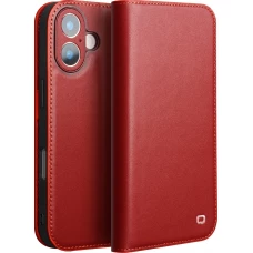 iPhone 17 Case Hülle - Qialino Flip Matt Wallet Echtleder - Rot