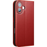 iPhone 17 Case Hülle - Qialino Flip Matt Wallet Echtleder - Rot