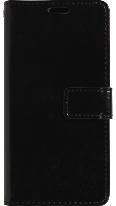 Fourre iPhone 17 - Premium Flip cuir lisse porte-cartes - Noir