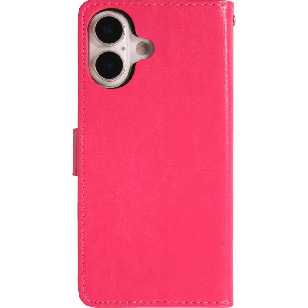 Fourre iPhone 17 - Premium Flip cuir lisse porte-cartes - Rose foncé