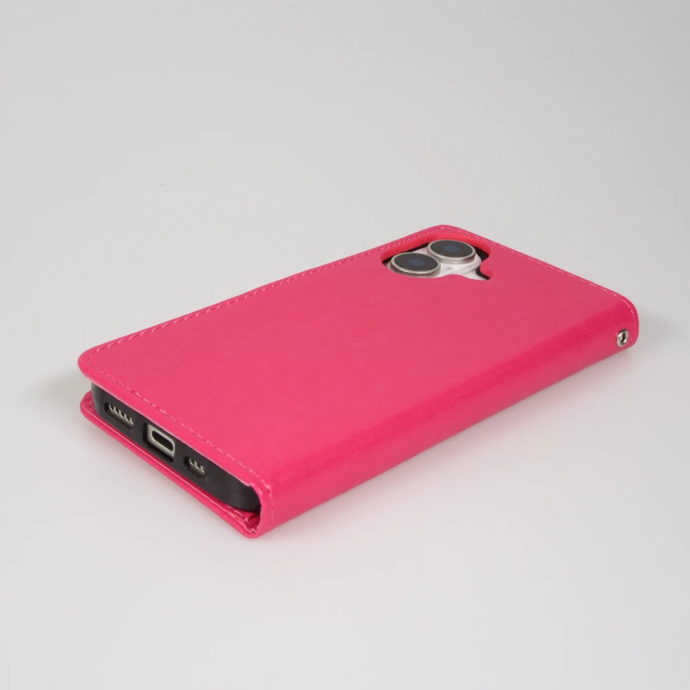 Fourre iPhone 17 - Premium Flip cuir lisse porte-cartes - Rose foncé