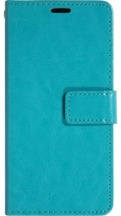 Fourre iPhone 17 - Premium Flip cuir lisse porte-cartes - Turquoise