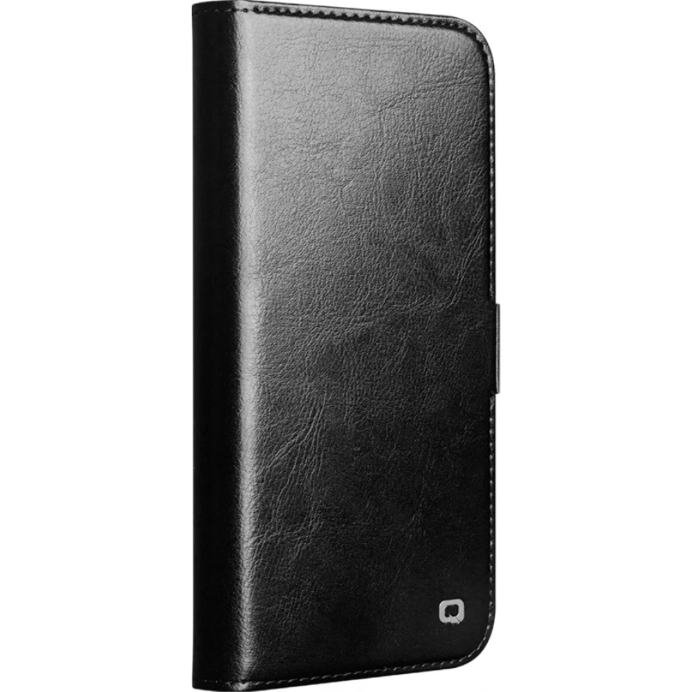 Fourre iPhone 17 Pro - Flip Qialino cuir véritable avec fermeture magnétique - Noir