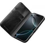 Fourre iPhone 17 Pro - Flip Qialino cuir véritable avec fermeture magnétique - Noir
