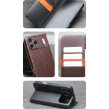 Fourre iPhone 17 Pro Max - Flip Qialino Matt Wallet cuir véritable - Noir