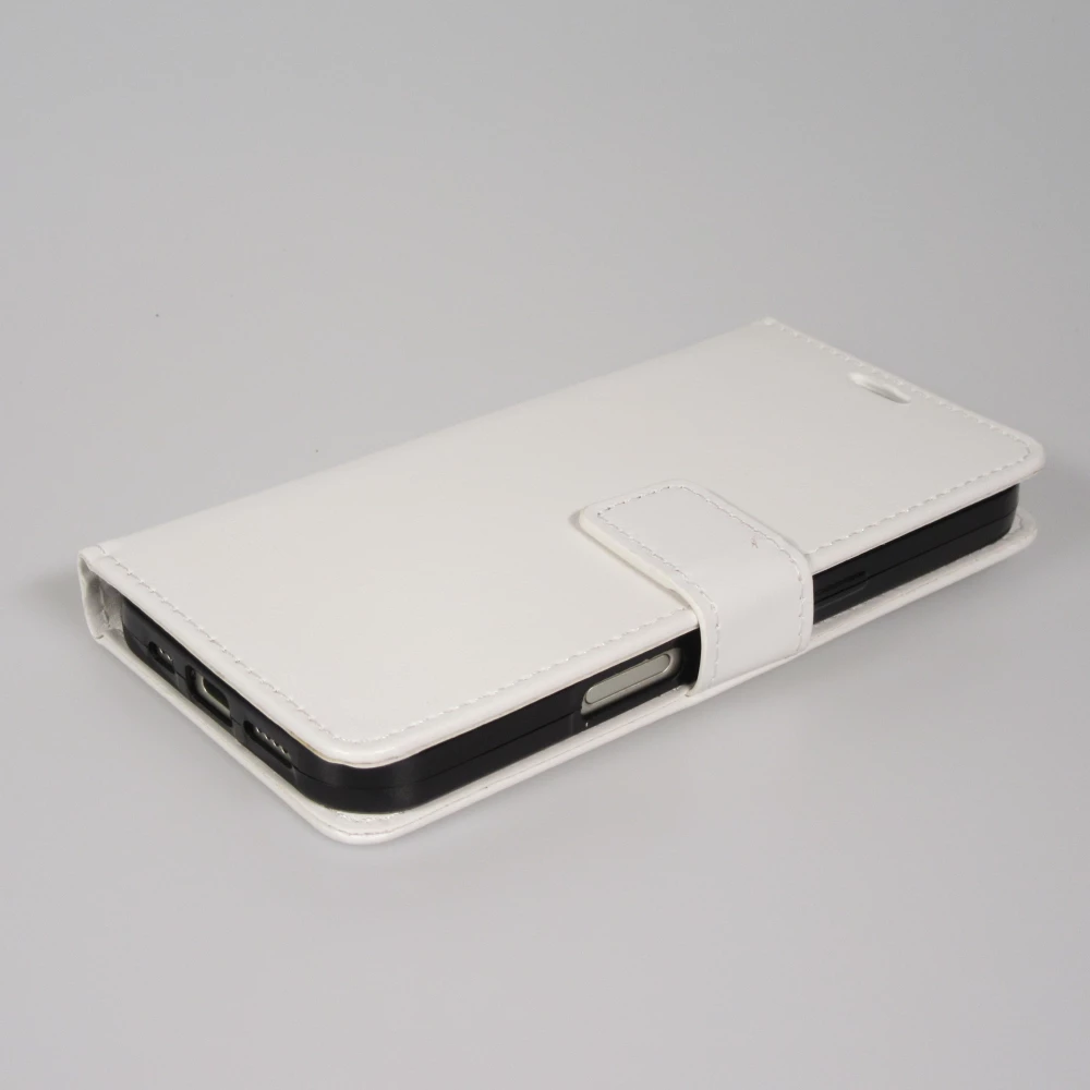 Fourre iPhone 17 Pro Max - Premium Flip cuir lisse porte-cartes - Blanc