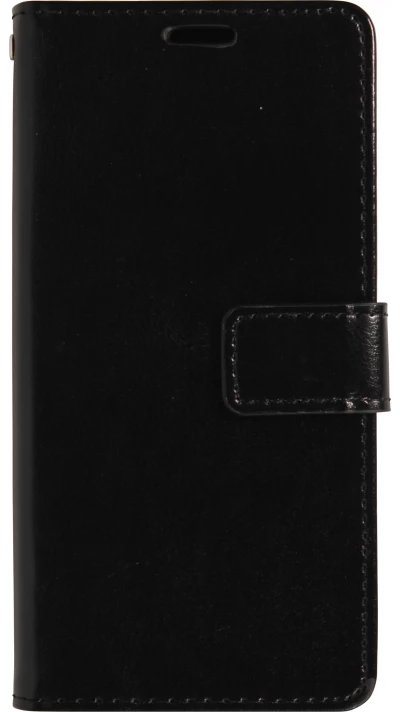 iPhone 17 Pro Max Case Hülle - Premium Flip Leder Tasche - Schwarz