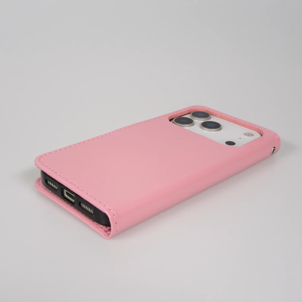 Fourre iPhone 17 Pro Max - Premium Flip cuir lisse porte-cartes - Rose clair
