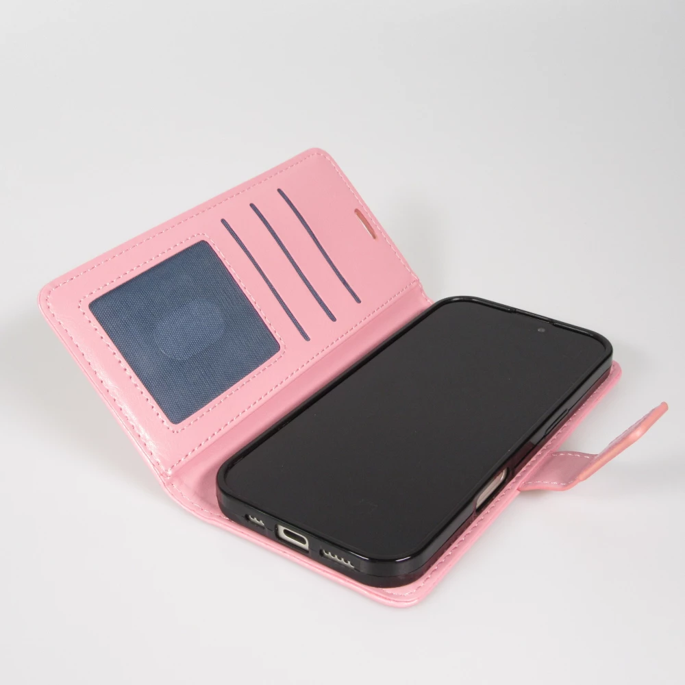 Fourre iPhone 17 Pro Max - Premium Flip cuir lisse porte-cartes - Rose clair