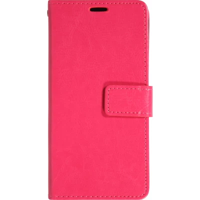 Fourre iPhone 17 Pro Max - Premium Flip cuir lisse porte-cartes - Rose foncé