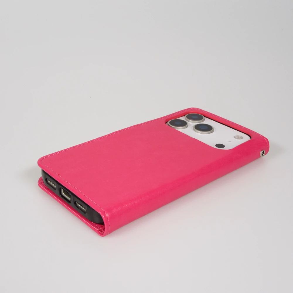 Hülle iPhone 17 Pro Max - Premium Flip Leder Tasche - Dunkelrosa