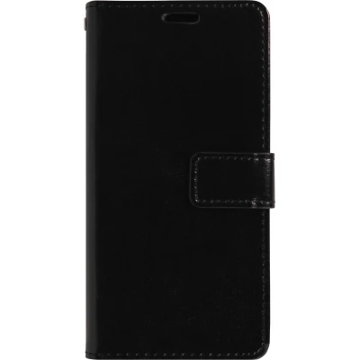 Fourre iPhone 17 Pro - Premium Flip cuir lisse porte-cartes - Noir