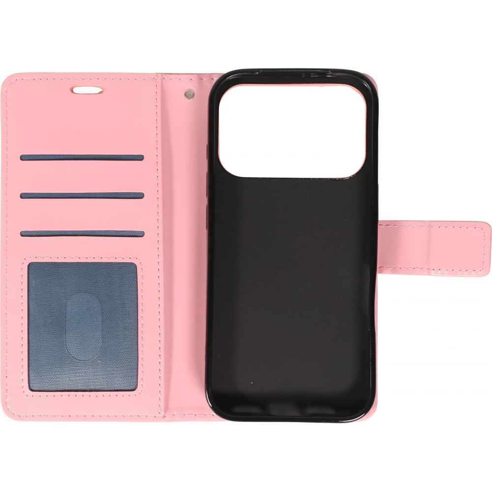 Hülle iPhone 17 Pro - Premium Flip Leder Tasche - Hellrosa