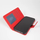 Fourre iPhone 17 Pro - Premium Flip cuir lisse porte-cartes - Rouge