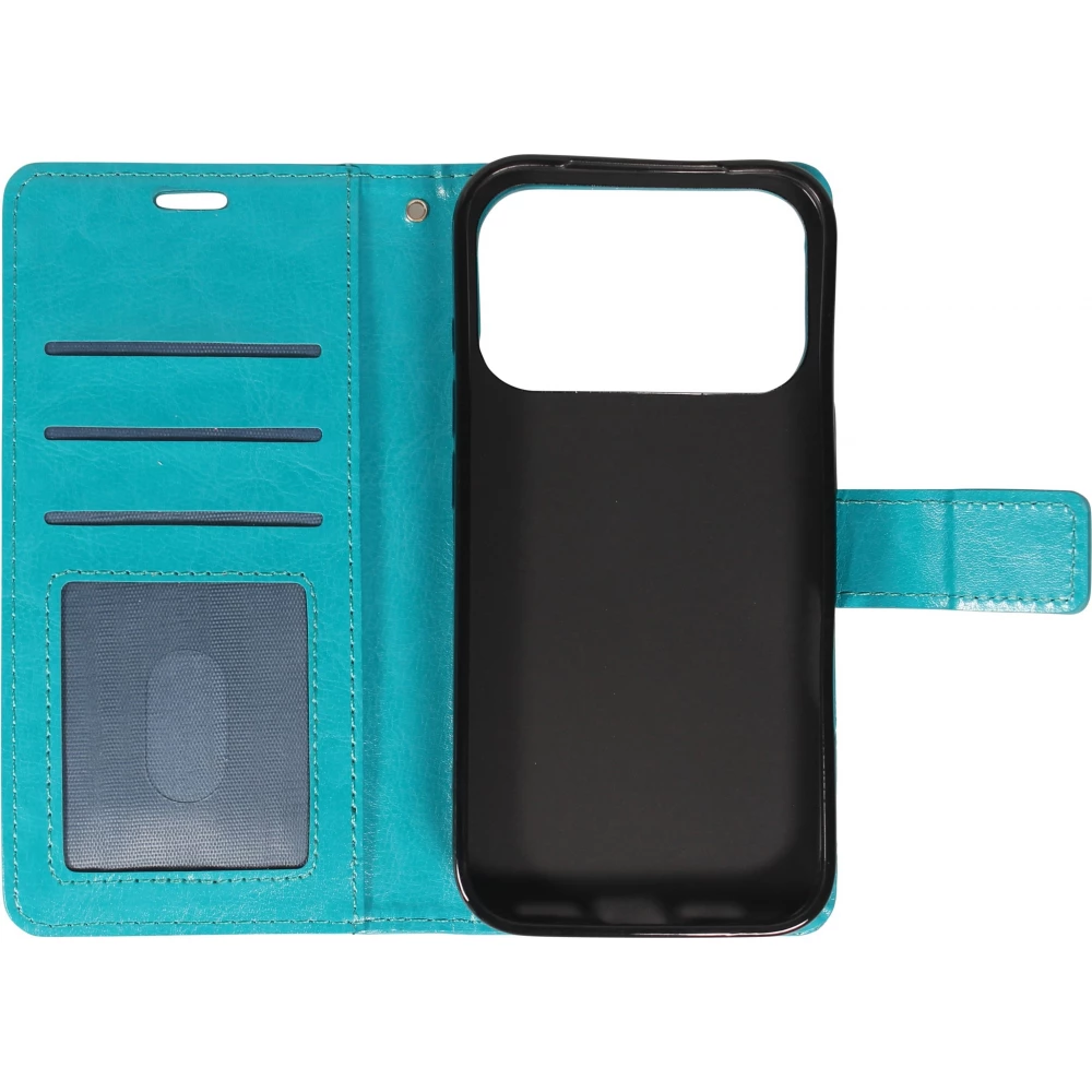 Hülle iPhone 17 Pro - Premium Flip Leder Tasche - Türkis