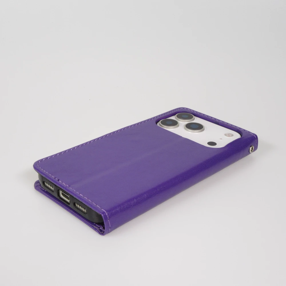 Hülle iPhone 17 Pro - Premium Flip Leder Tasche - Violett