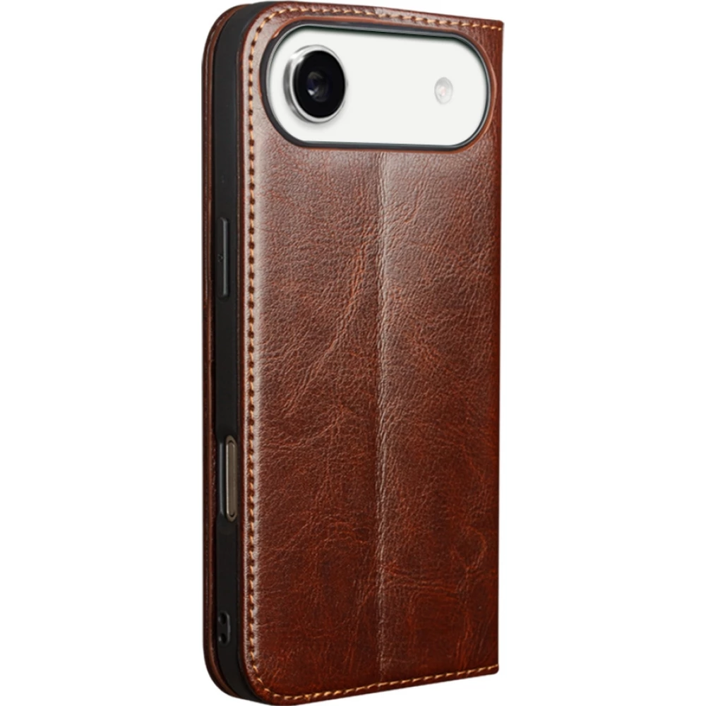 Fourre iPhone Air - Flip Qialino Classic Wallet cuir véritable - Brun foncé