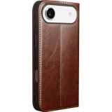 Fourre iPhone Air - Flip Qialino Classic Wallet cuir véritable - Brun foncé
