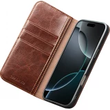 Fourre iPhone Air - Flip Qialino Classic Wallet cuir véritable - Brun foncé