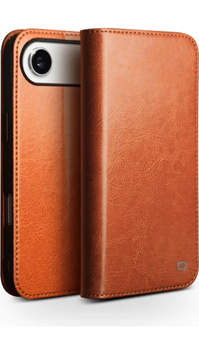 Fourre iPhone Air - Flip Qialino Classic Wallet cuir véritable - Brun clair