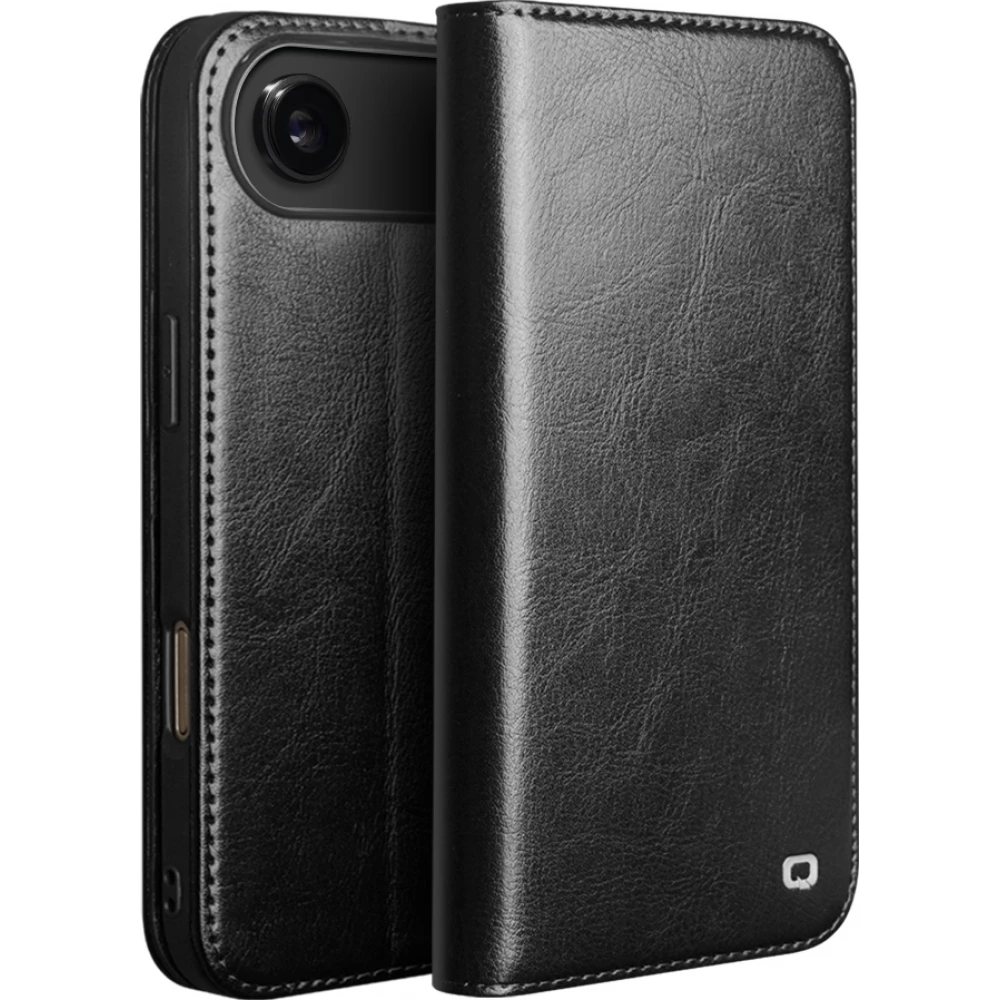 Fourre iPhone Air - Flip Qialino Classic Wallet cuir véritable - Noir