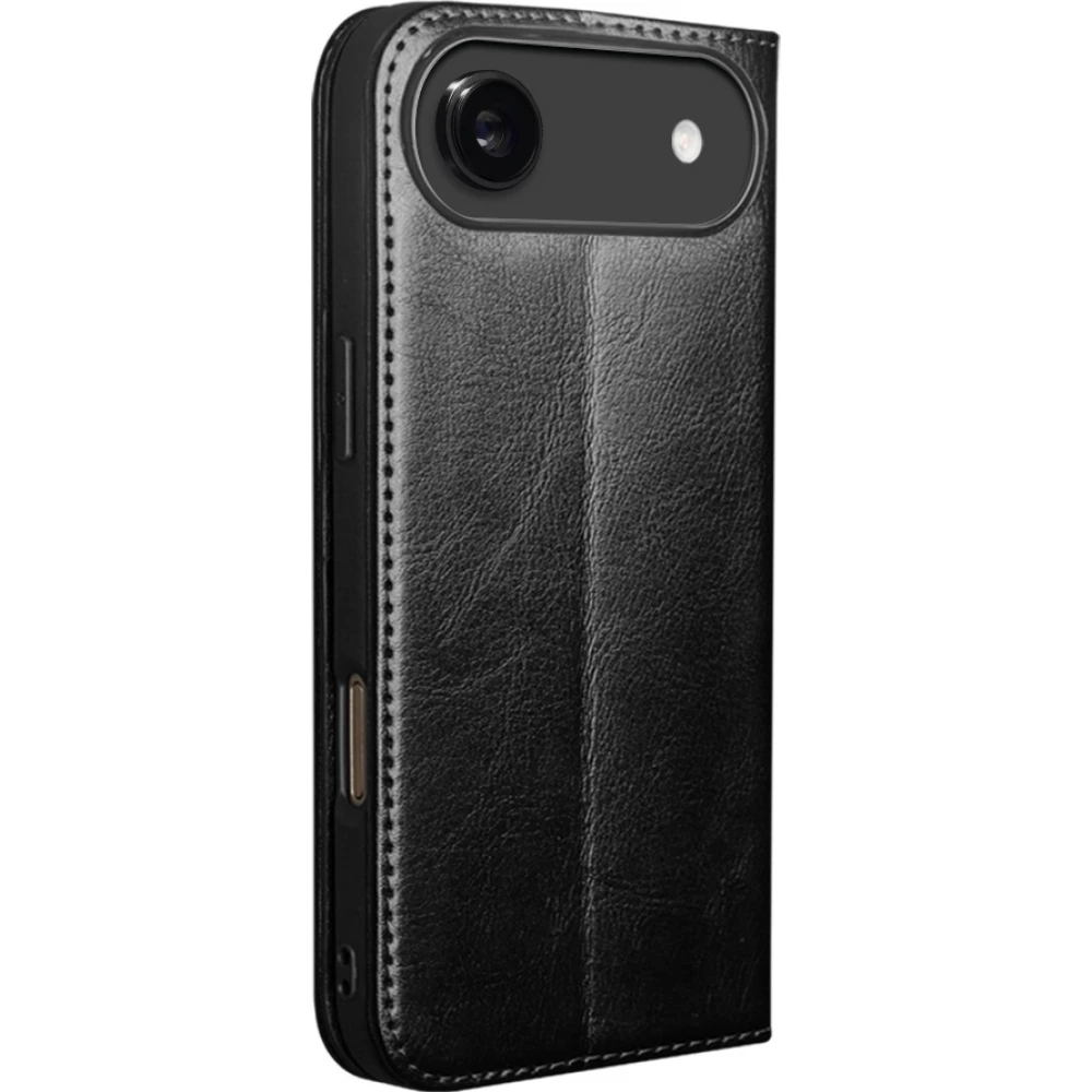 Fourre iPhone Air - Flip Qialino Classic Wallet cuir véritable - Noir