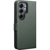 Fourre Samsung Galaxy S26 Ultra - Flip Qialino cuir véritable mat avec fermeture magnétique - Vert mat